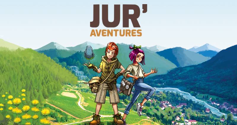 Illustration Jur'Aventures, un garçon et une fille aux cheveux violets